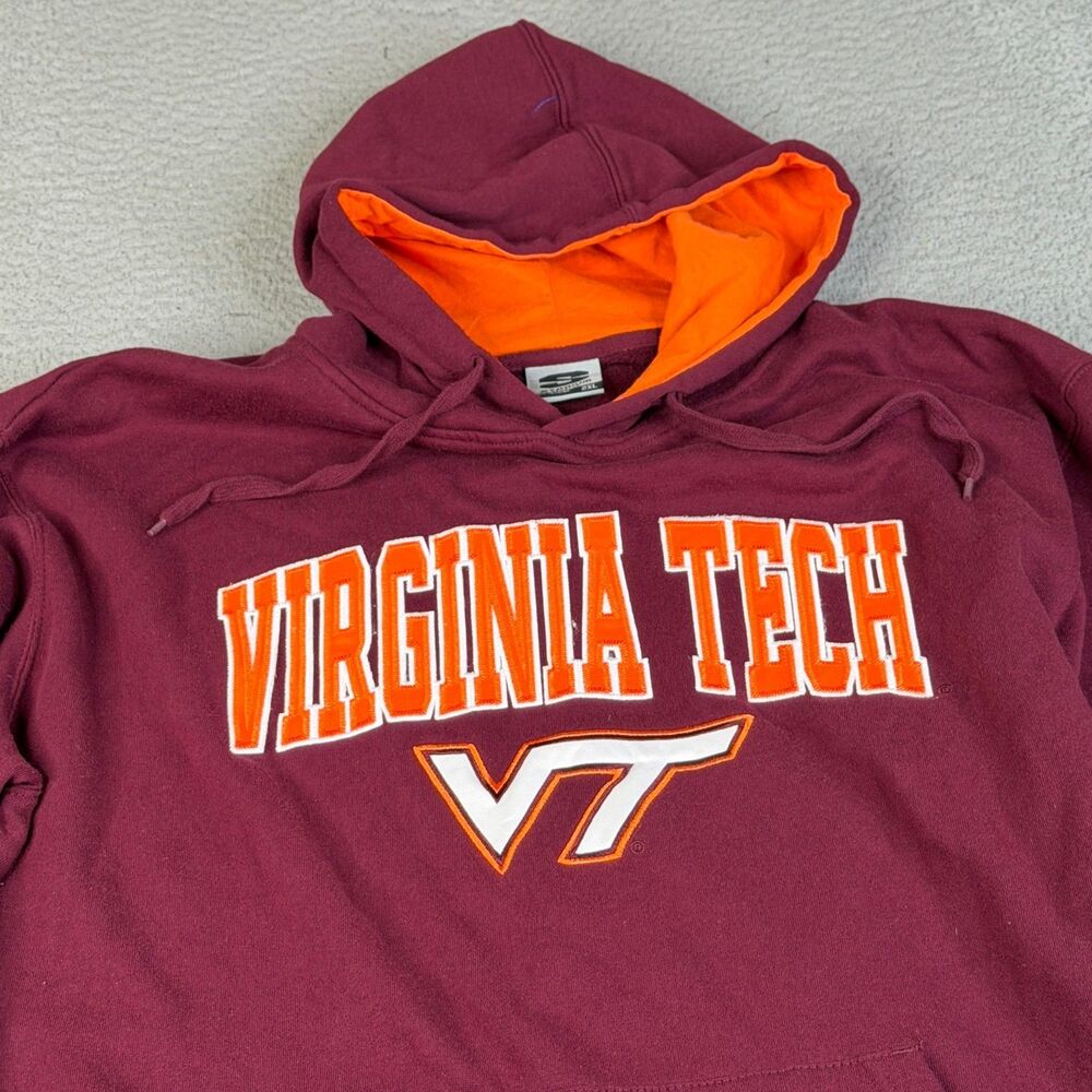 VIRGINIA TECH Hoodie XXL Stitched Sweatshirt Sweater Hokies Spellout Heavyweight